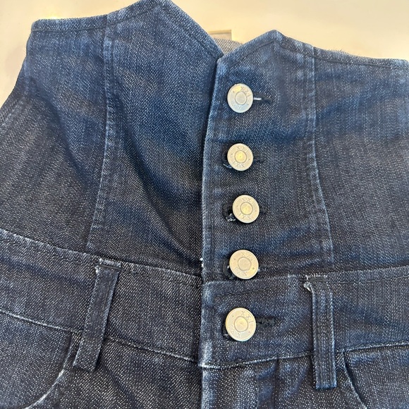 Blue Super High Waisted Denim Jean Shorts with Button Details size 24 - Picture 3 of 7